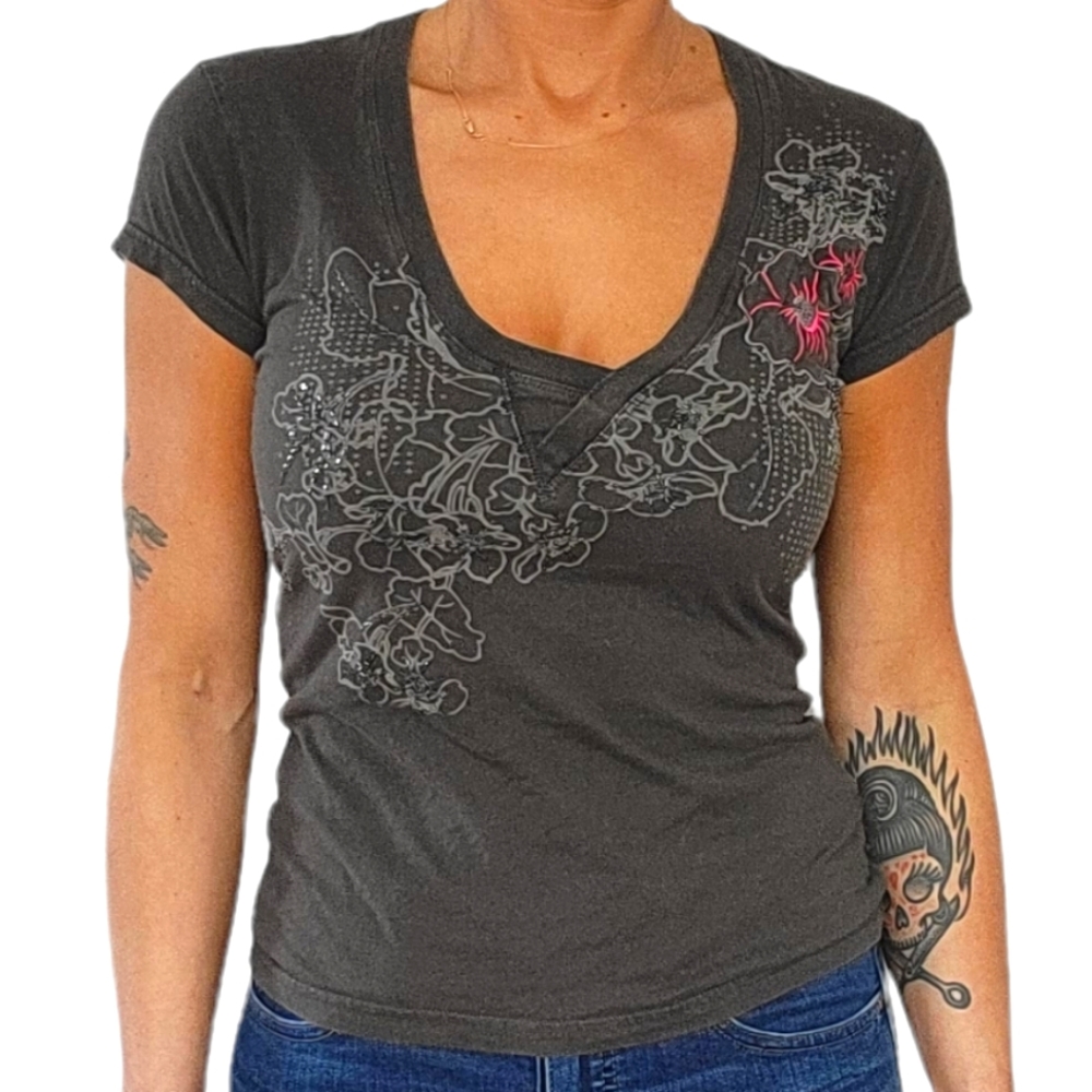 Woosh Cotton Embroidered Shirt Size Small Grey